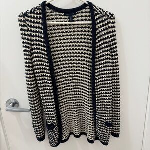 Tommy Hilfiger White and Navy Knitted Cardigan